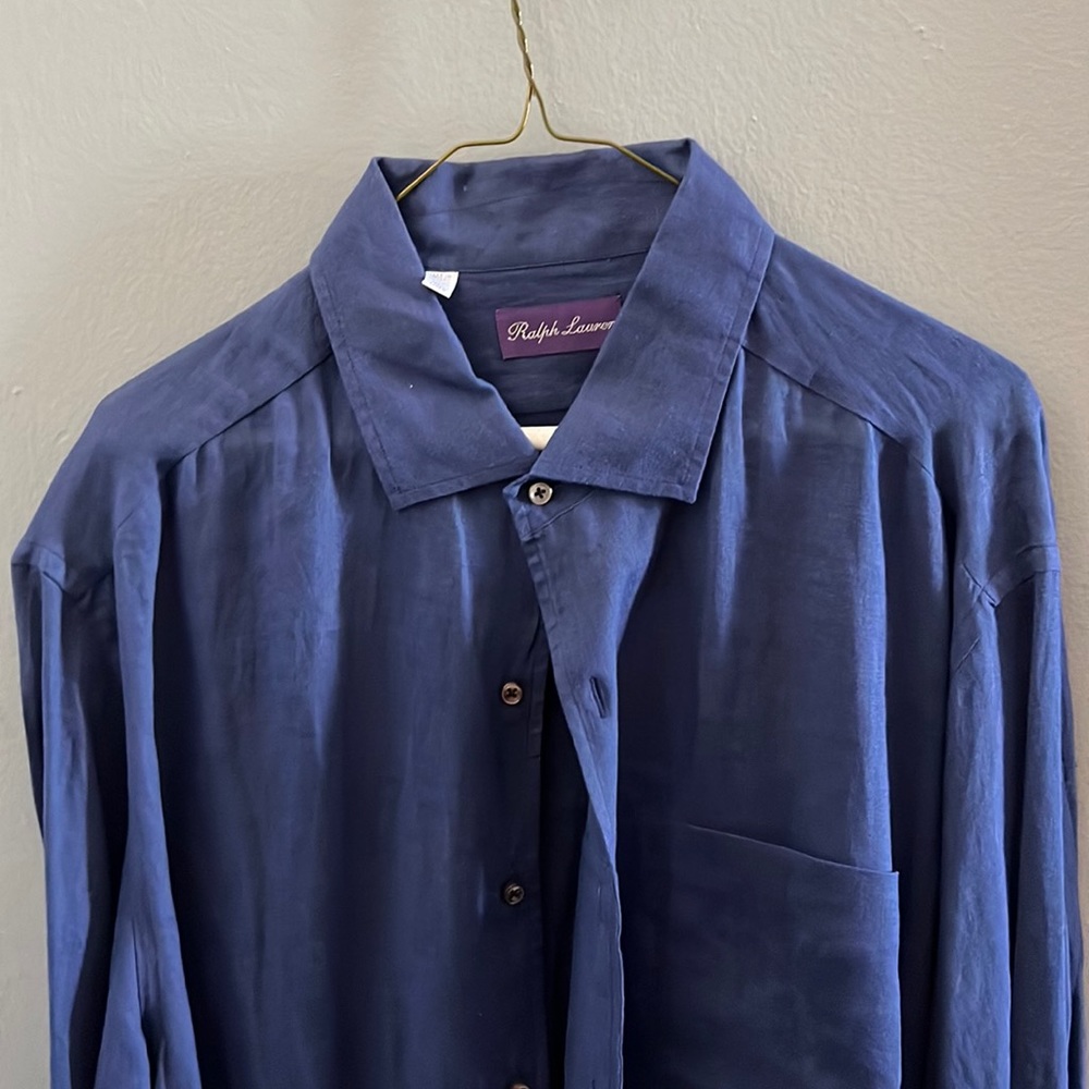 Ralph Lauren Purple Label linen Navy shirt XXL